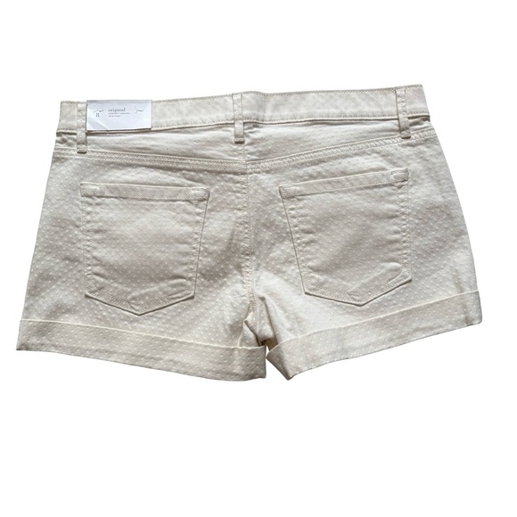 NWT Ann Taylor Original Straight Cream White Polka Dot Cuffed Denim Shorts, Sz 8 - Picture 4 of 12